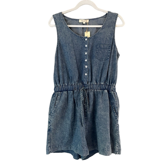 Doe & Rae Drawstring Denim Romper NWT - Picture 4 of 10